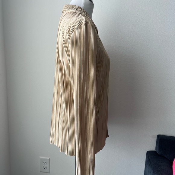 Rachel Zoe Plisse Pleated Long Sleeve Blouse XL - Picture 4 of 8